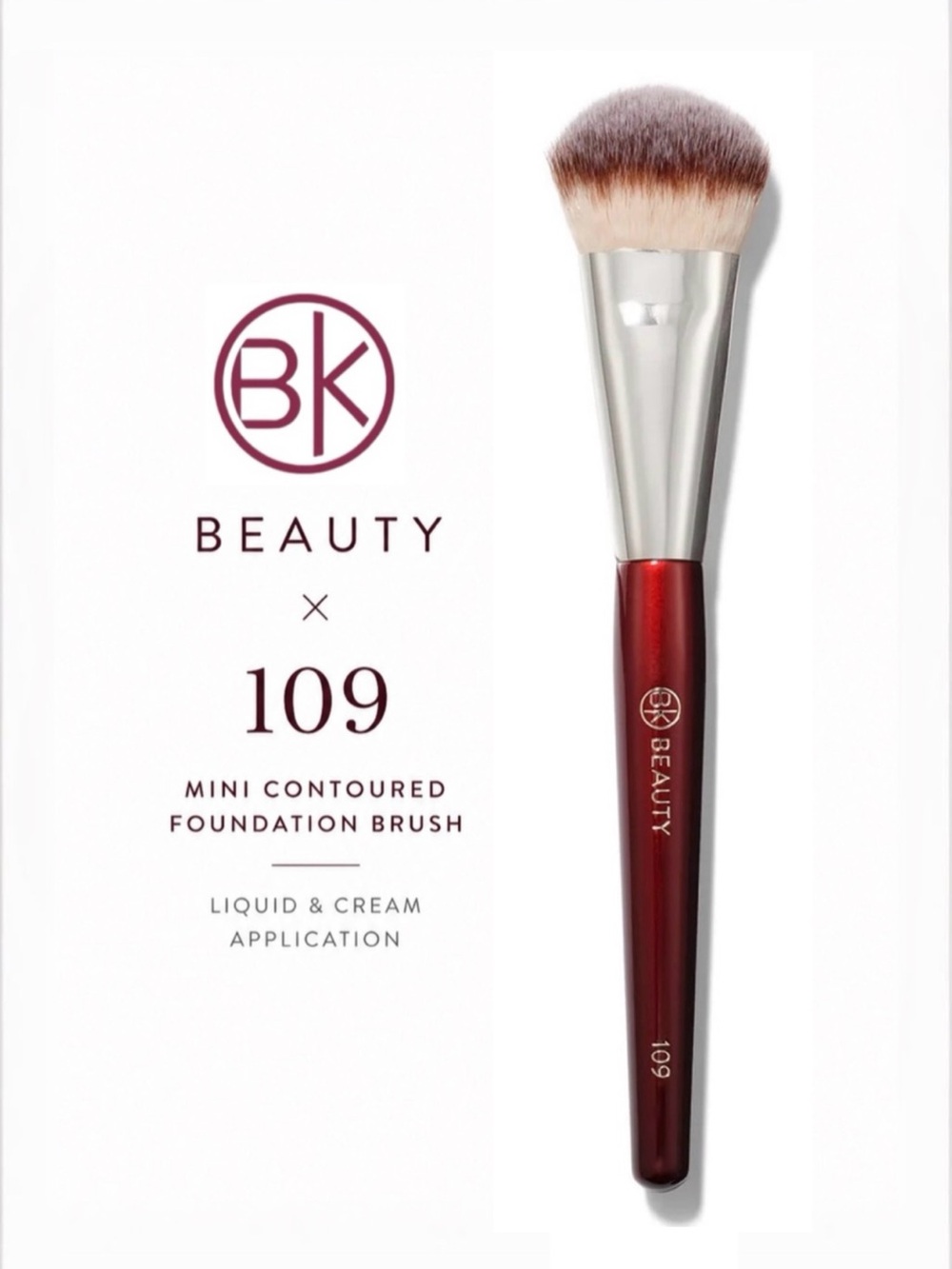 BK Beauty 109 Mini Contoured Foundation Brush BNIP Vegan Cruelty Free